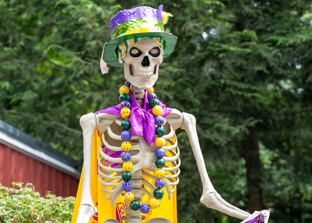 Festive decorations at a themed campground weekend